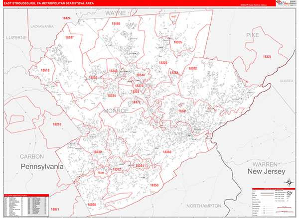 East Stroudsburg Metro Area Wall Map